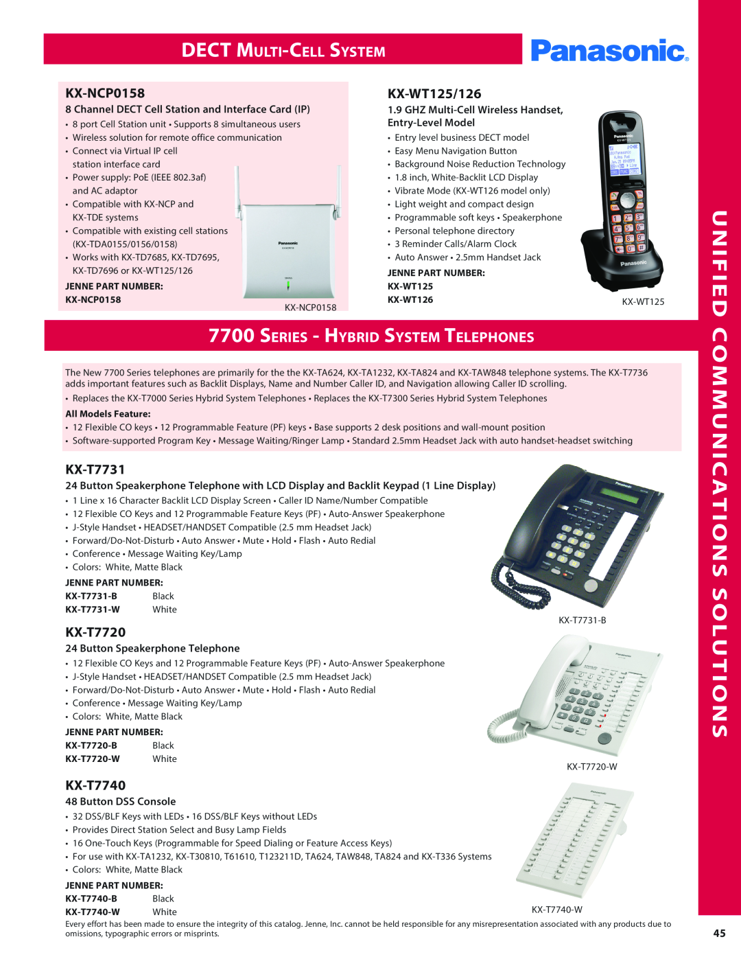 Panasonic PMPU2000 manual Solutions, Series - Hybrid System Telephones, Unified Communications, DECT Multi-Cell System 