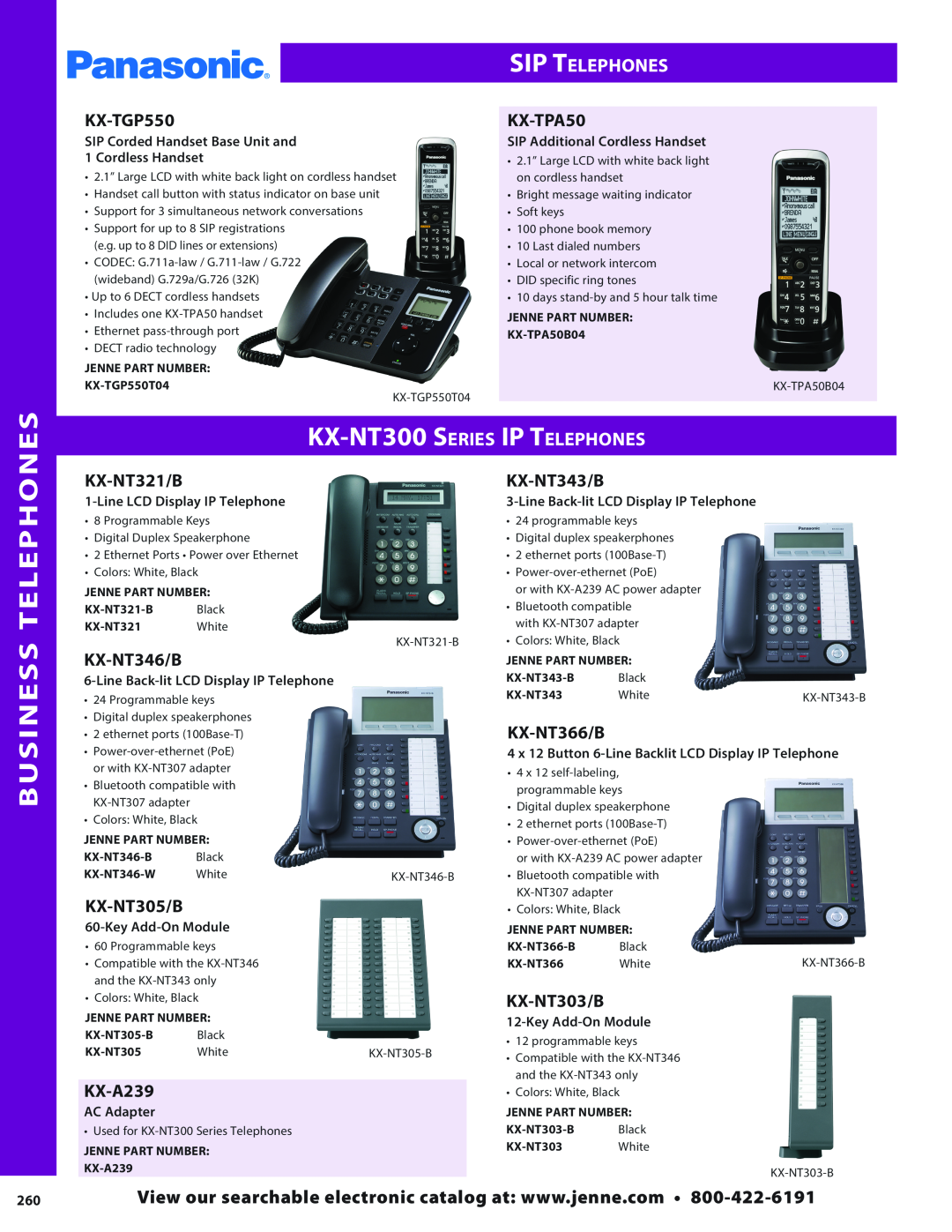 Panasonic PMPU2000 Business Telephones, SIP Telephones, KX-NT300Series IP Telephones, SIP Corded Handset Base Unit and 