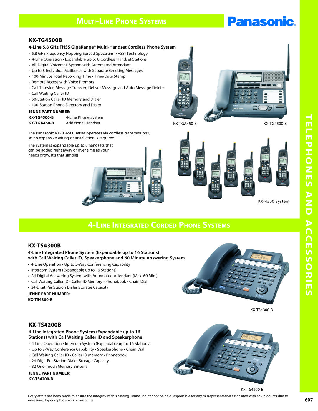 Panasonic PMPU2000 Multi-Line Phone Systems, Line Integrated Corded Phone Systems, Telephones And Accessories, KX-TG4500B 