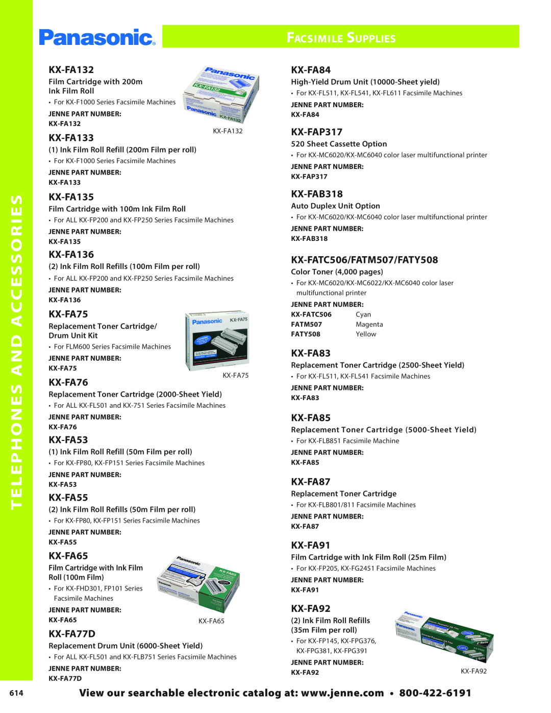 Panasonic PMPU2000 manual And Accessories, Telephones, Facsimile Supplies 