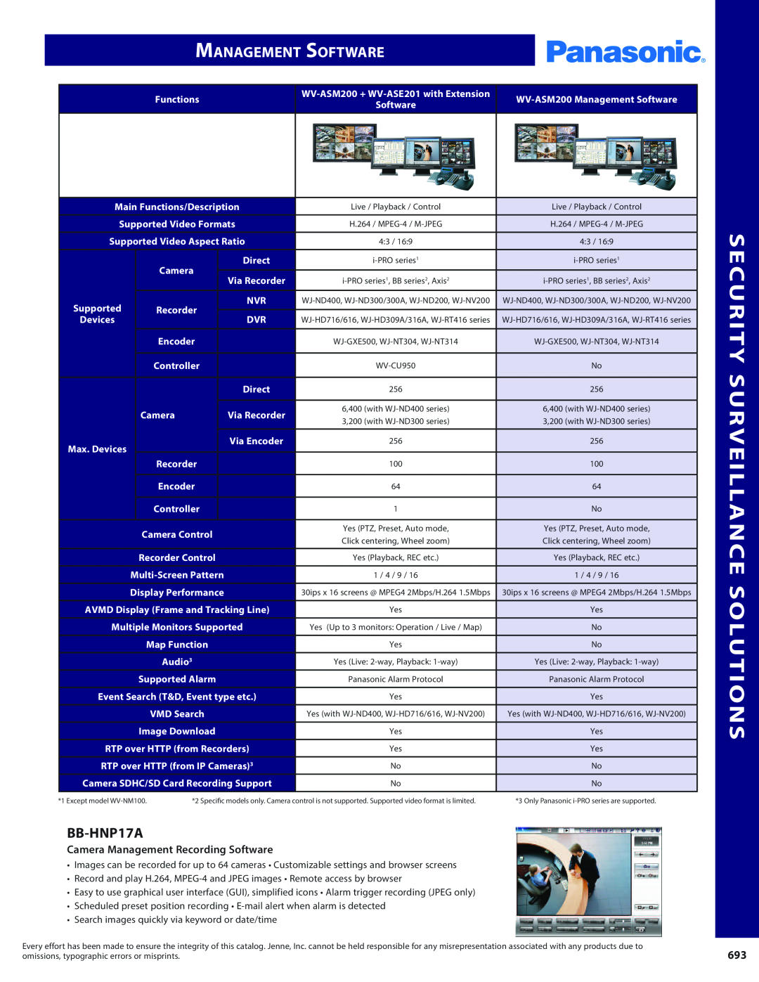 Panasonic PMPU2000 manual Security Surveillance Solutions, Management Software, Camera Management Recording Software 