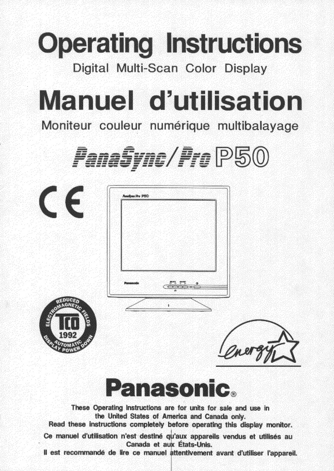 Panasonic PanaSync, Pro P50 manual 