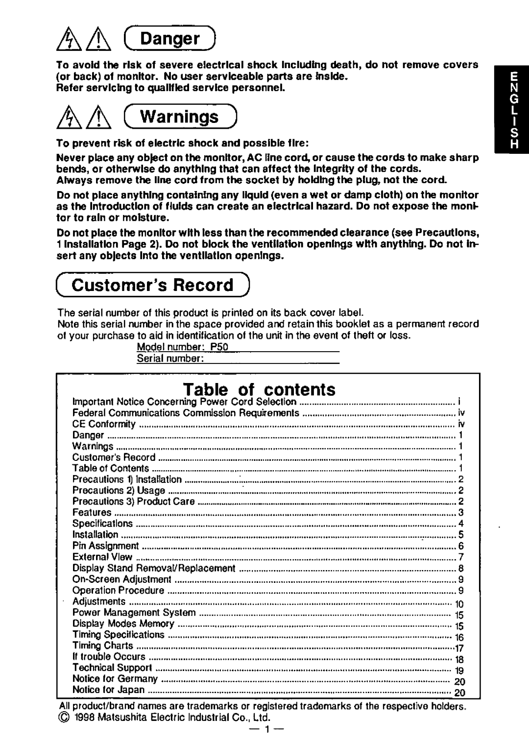 Panasonic Pro P50, PanaSync manual 