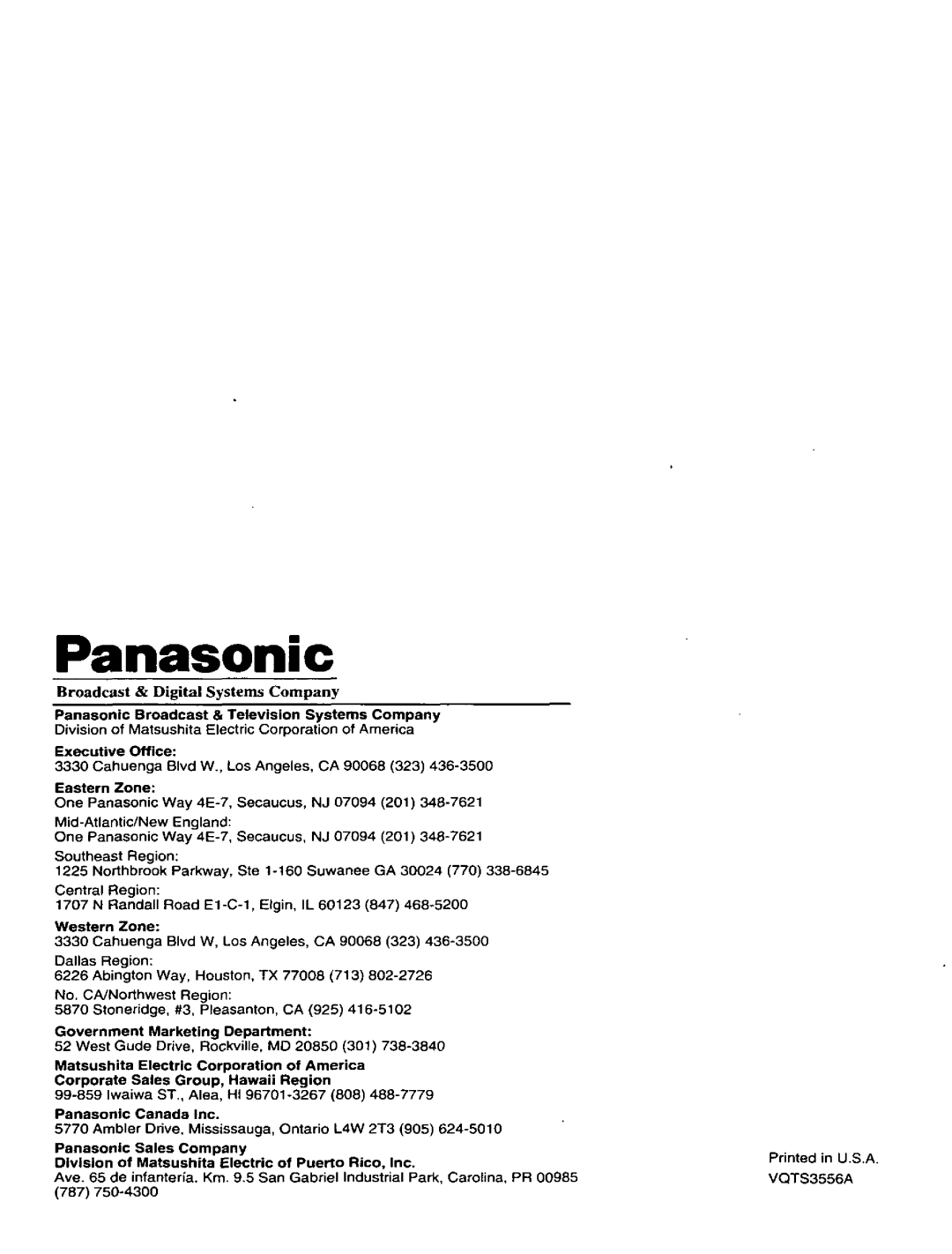 Panasonic PROLINE, AG-513D manual 