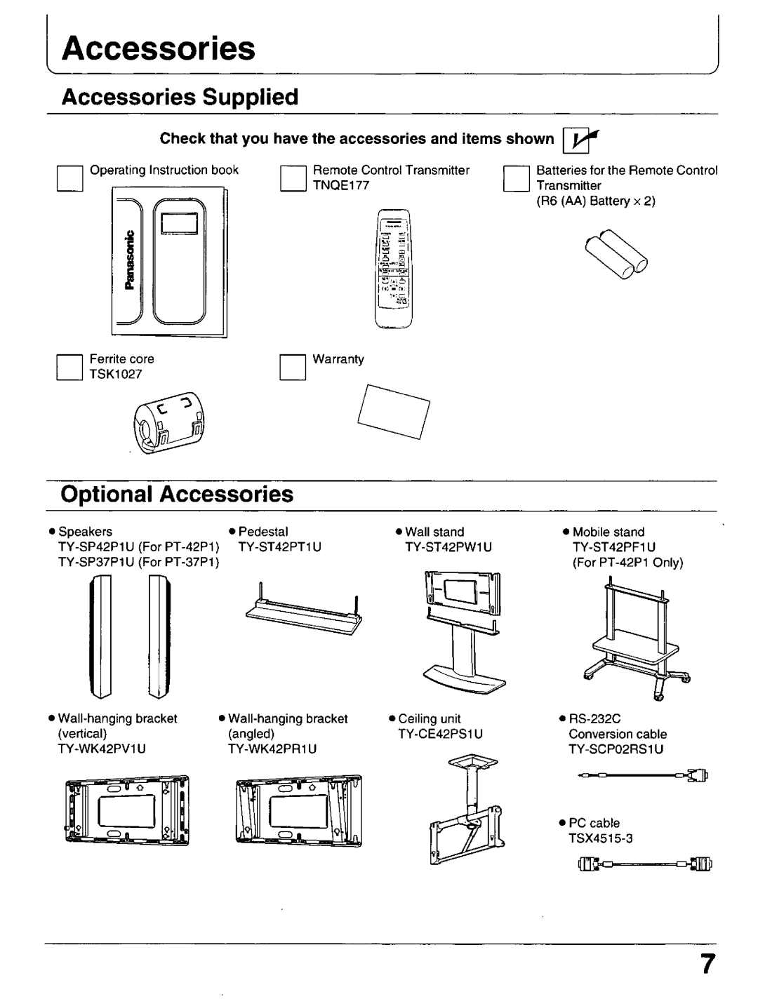 Panasonic PT 37P1, PT-42P1 manual 