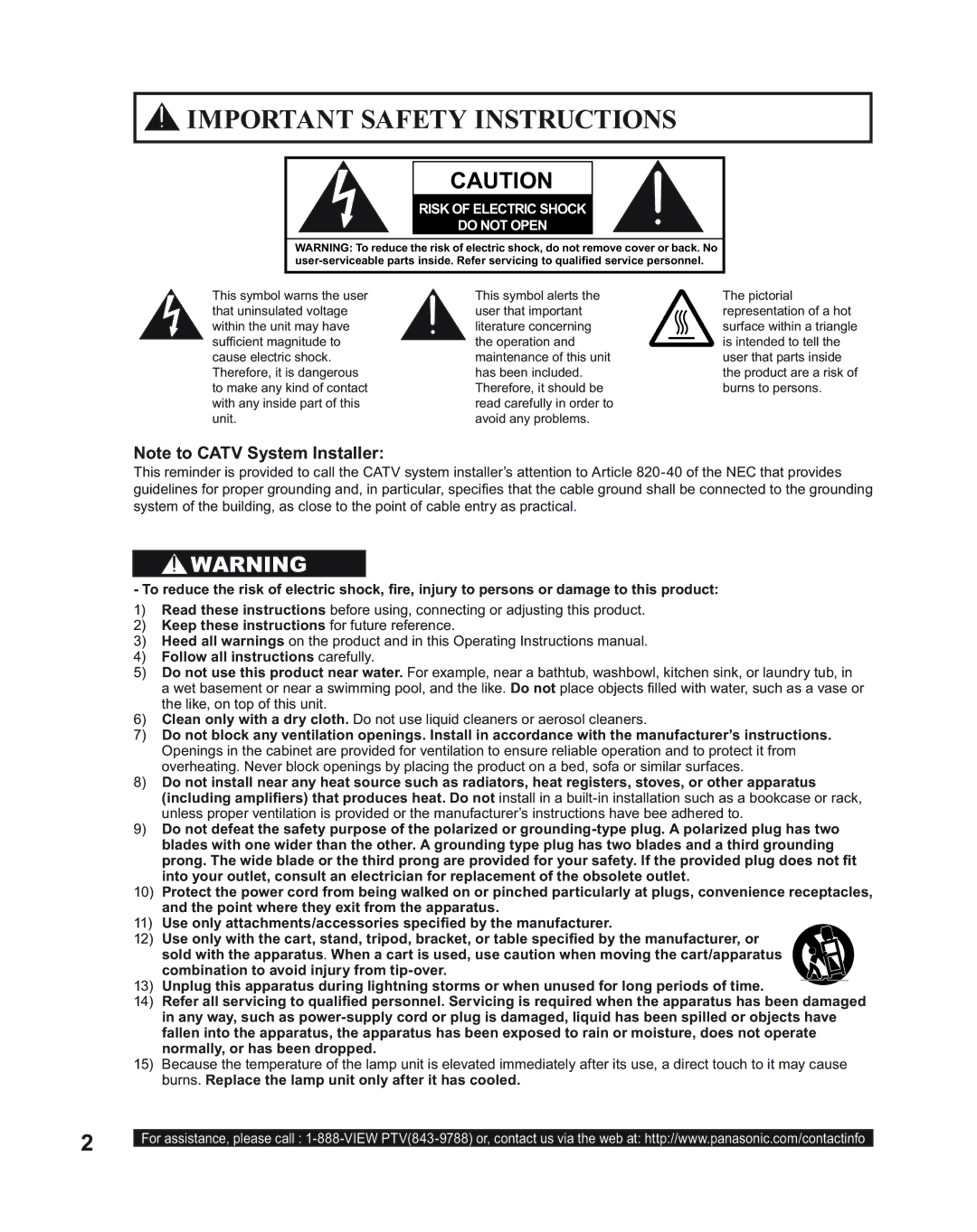 Panasonic PT-60LC14, PT-43LC14, PT-50LC14 Keep these instructions for future reference, Follow all instructions carefully 