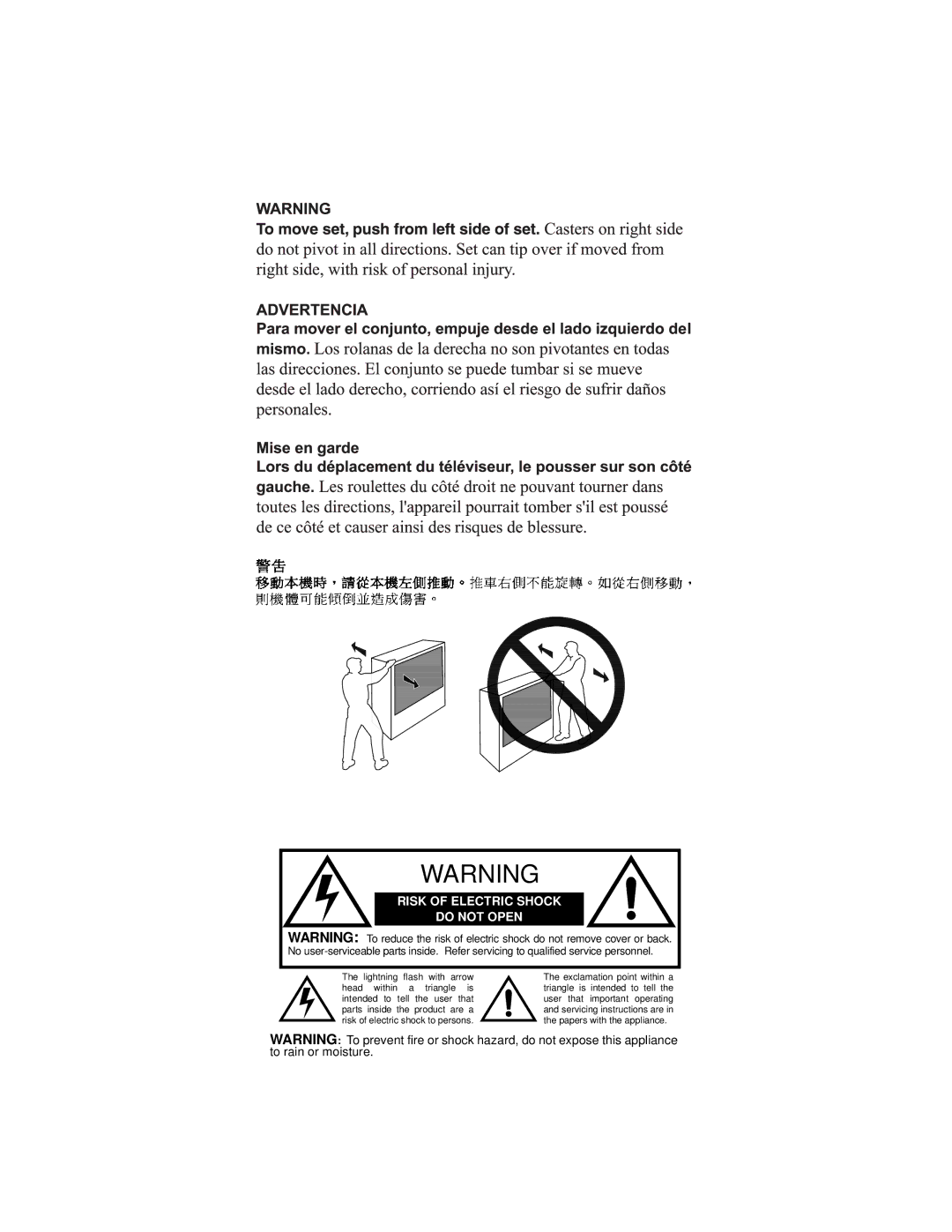 Panasonic PT 56WX51, PT-47WX51, PT-47WX49, PT 65WX51 operating instructions Risk of Electric Shock Do not Open 