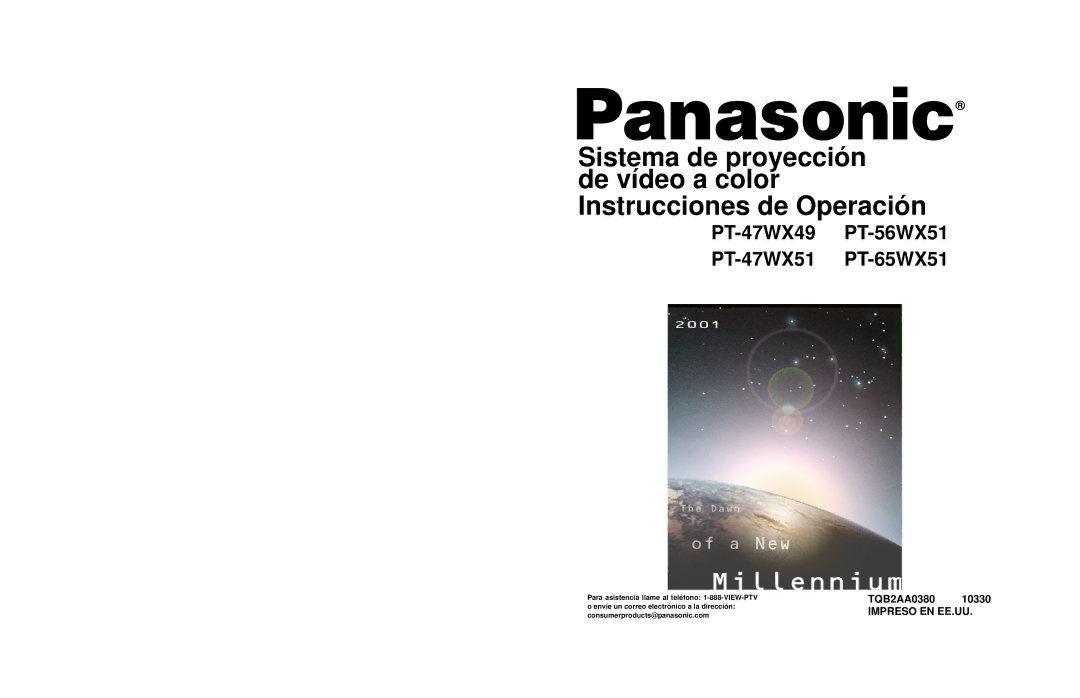 Panasonic PT 56WX51, PT 65WX51, PT-47WX49, PT-56WX51, PT-47WX51, PT-65WX51 Instrucciones de Operación 