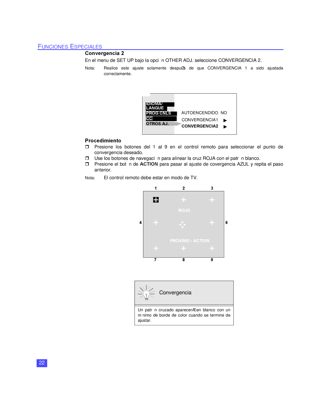 Panasonic PT 56WX51, PT 65WX51, PT-47WX49, PT-56WX51, PT-47WX51, PT-65WX51 operating instructions Rojo Próximo Action 