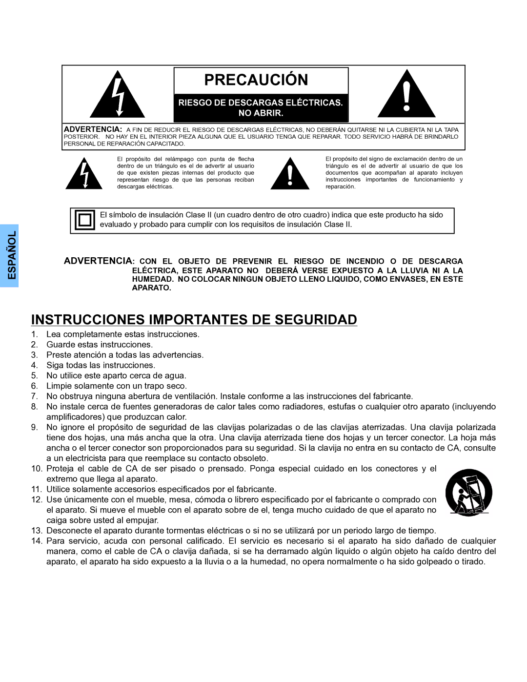 Panasonic PT-47WX54, PT-47WX34, PT-53WX54 manuel dutilisation Precaución 