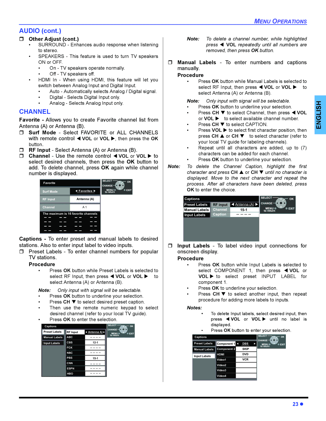 Panasonic PT 47WXD64 operating instructions Audio, Channel 