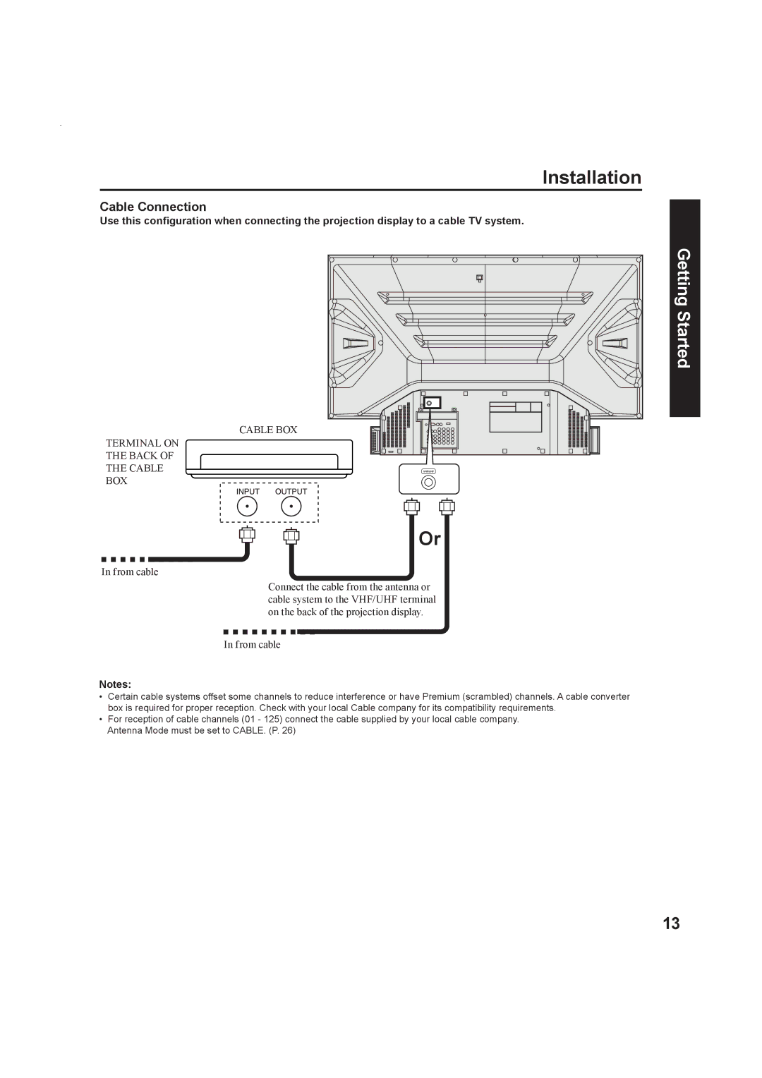 Panasonic Multimedia Projection Display, PT-50LC13 operating instructions Installation, Cable Connection 