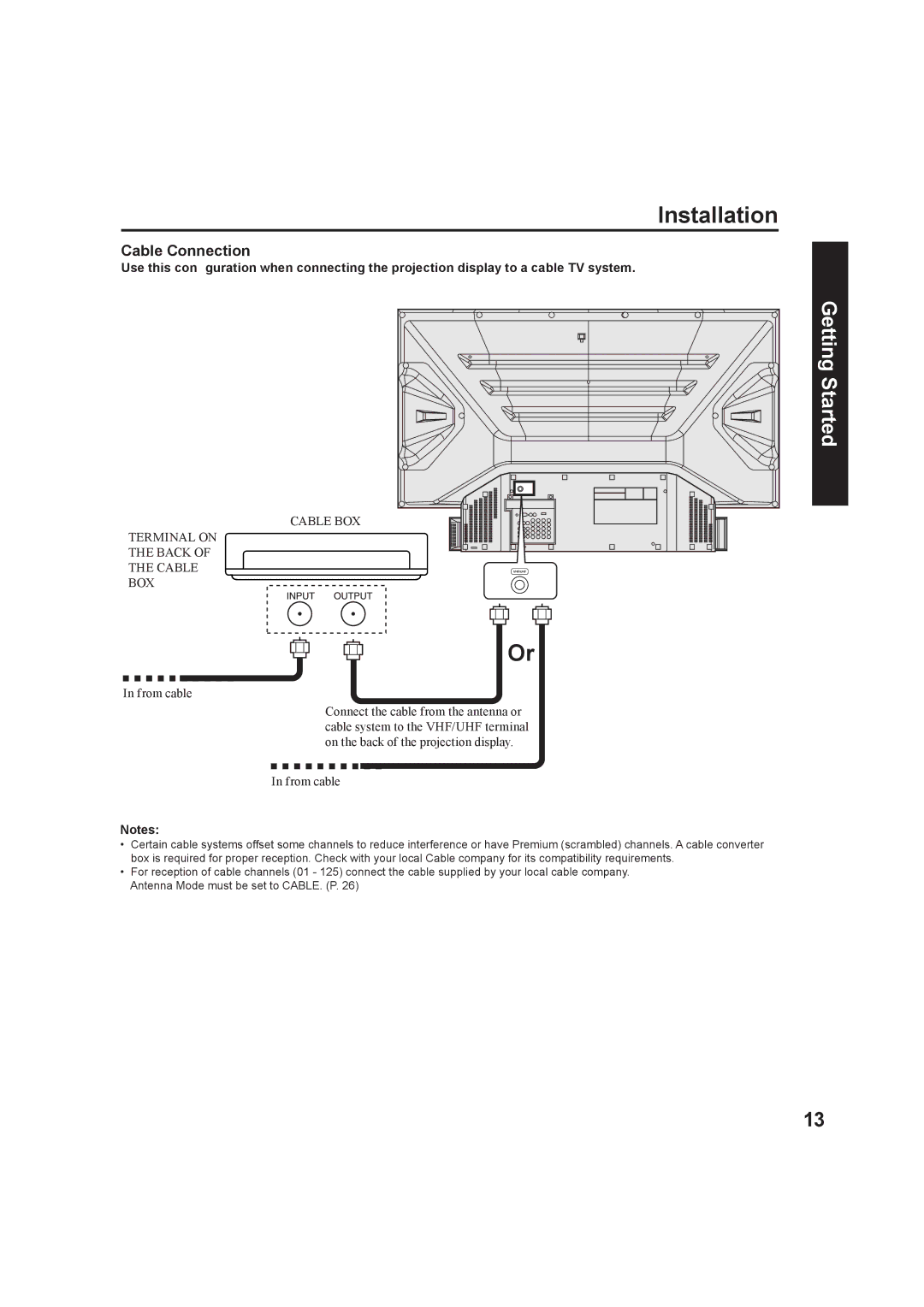 Panasonic PT-60LC13, PT-50LC13 manual Installation, Cable Connection 