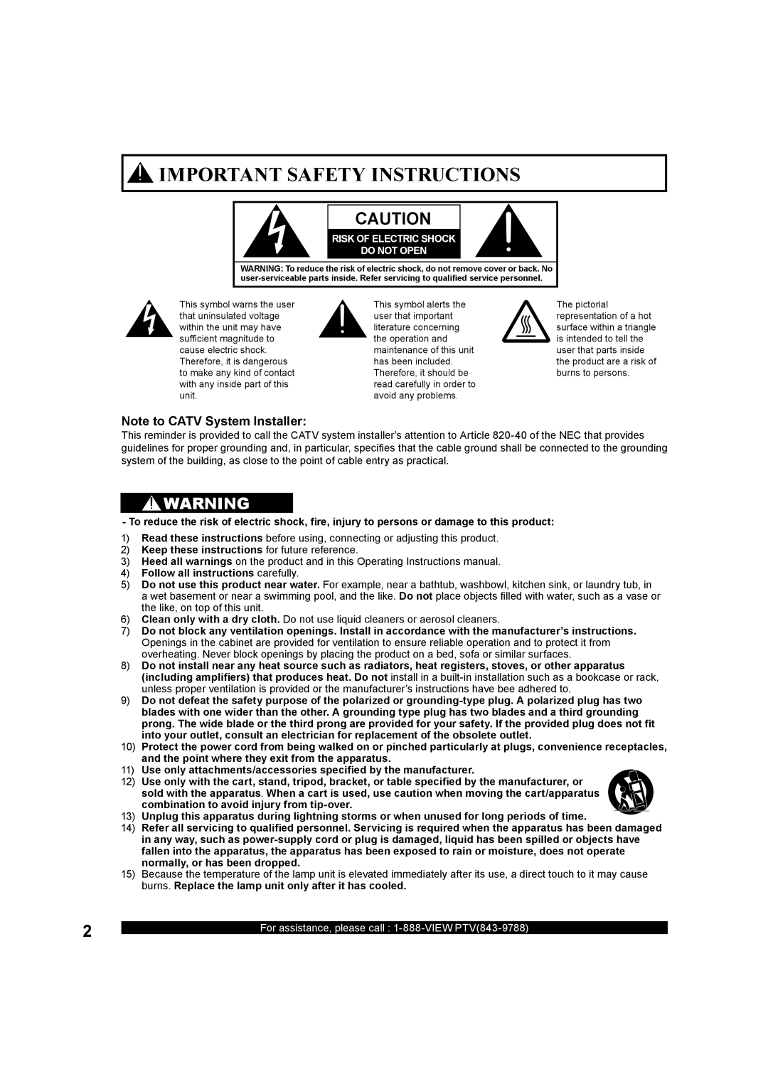 Panasonic PT-50LC13, PT-60LC13 manual Keep these instructions for future reference, Follow all instructions carefully 