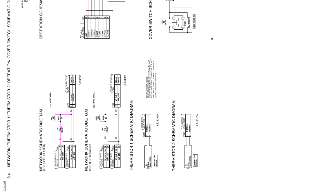 Panasonic PT-50LC13 service manual Thermistor 1 Schematic Diagram, Thermistor 2 Schematic Diagram 