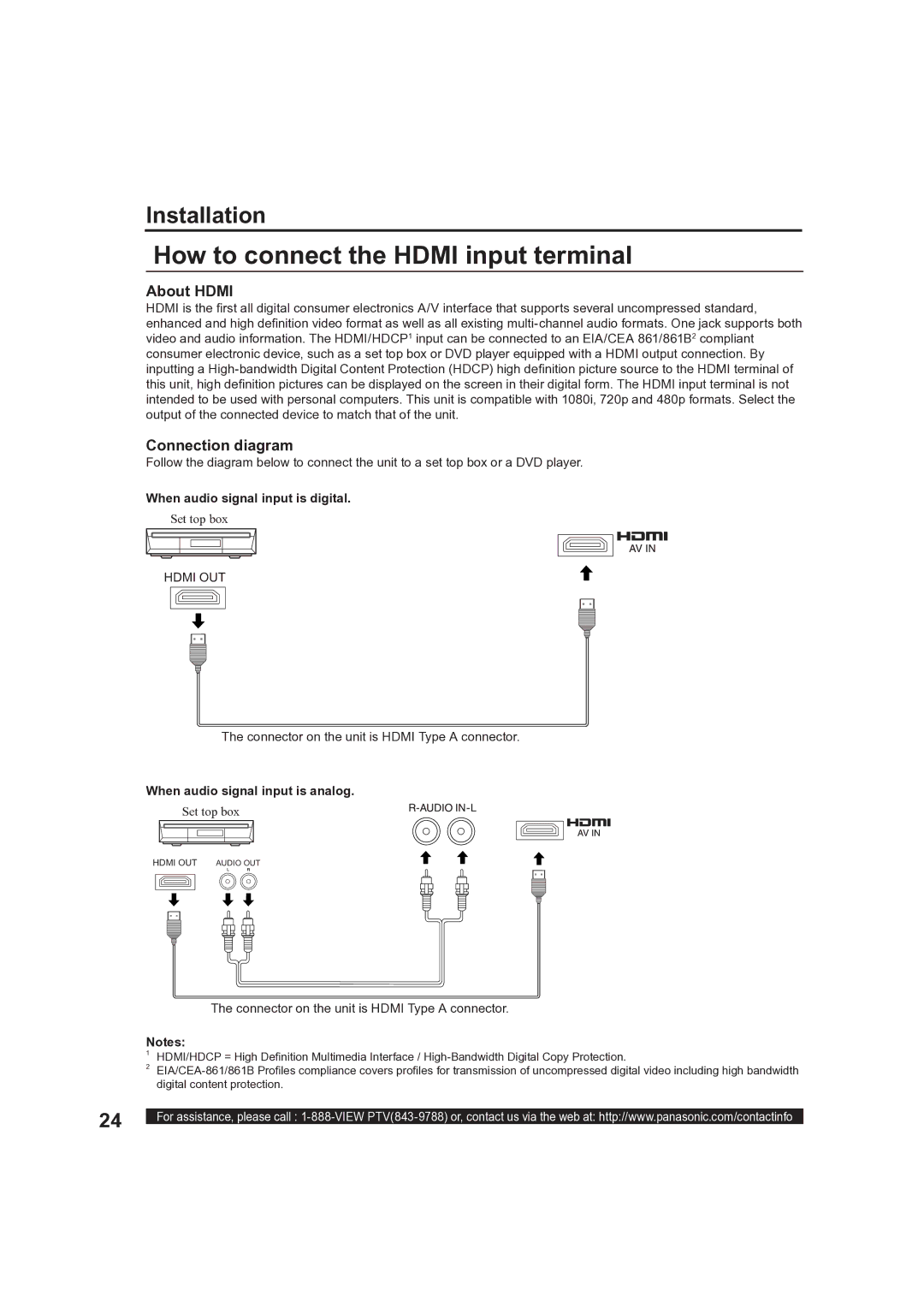 Panasonic PT-50LCX63, PT 60LCX63 How to connect the Hdmi input terminal, About Hdmi, Connection diagram 