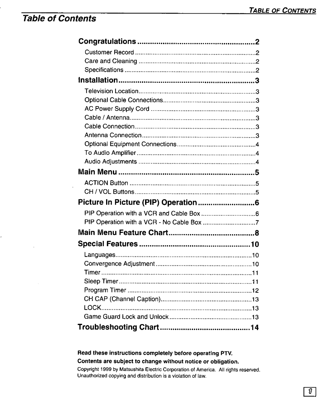 Panasonic PT 51G44 manual 