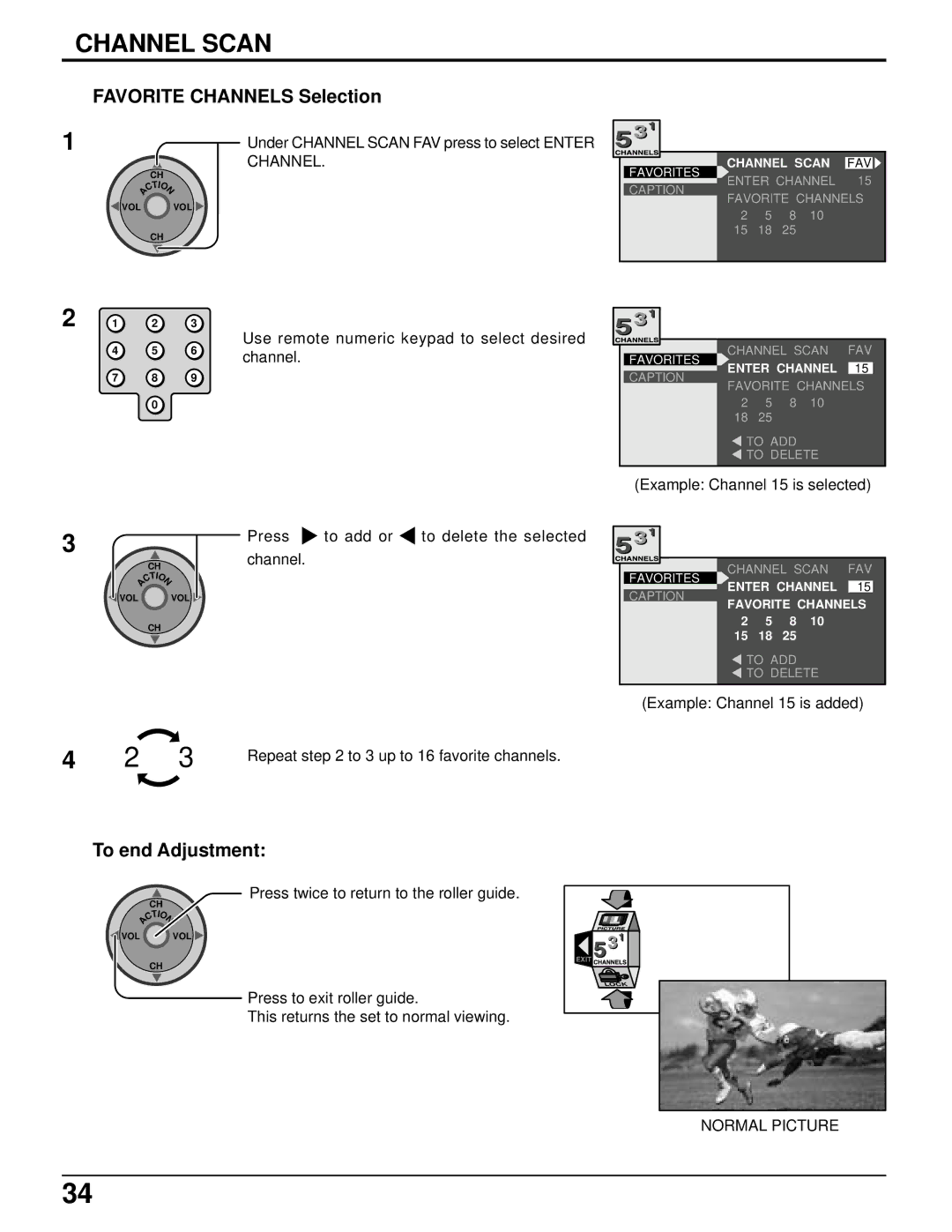 Panasonic PT 52DL52 manual Favorite Channels Selection 