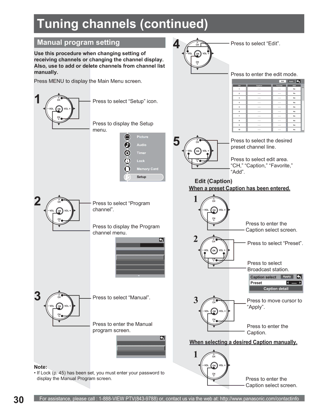 Panasonic PT 56DLX75, PT 56DLX25 manual Manual program setting, „ Edit Caption When a preset Caption has been entered, Menu 