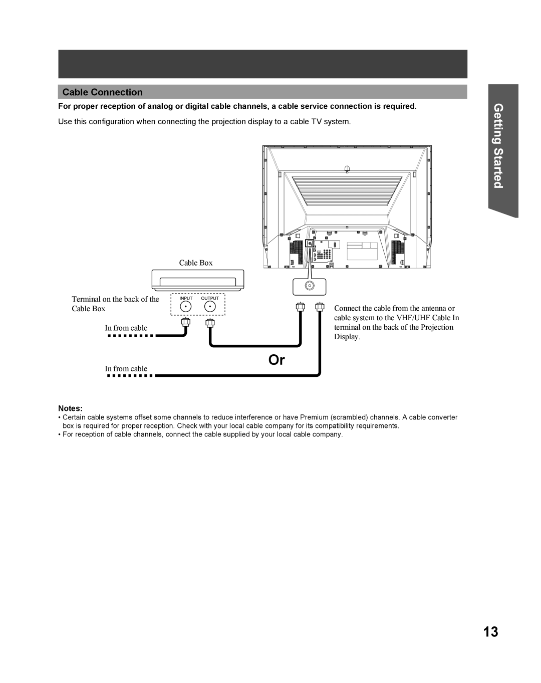 Panasonic PT 61DLX75 manual Cable Connection 