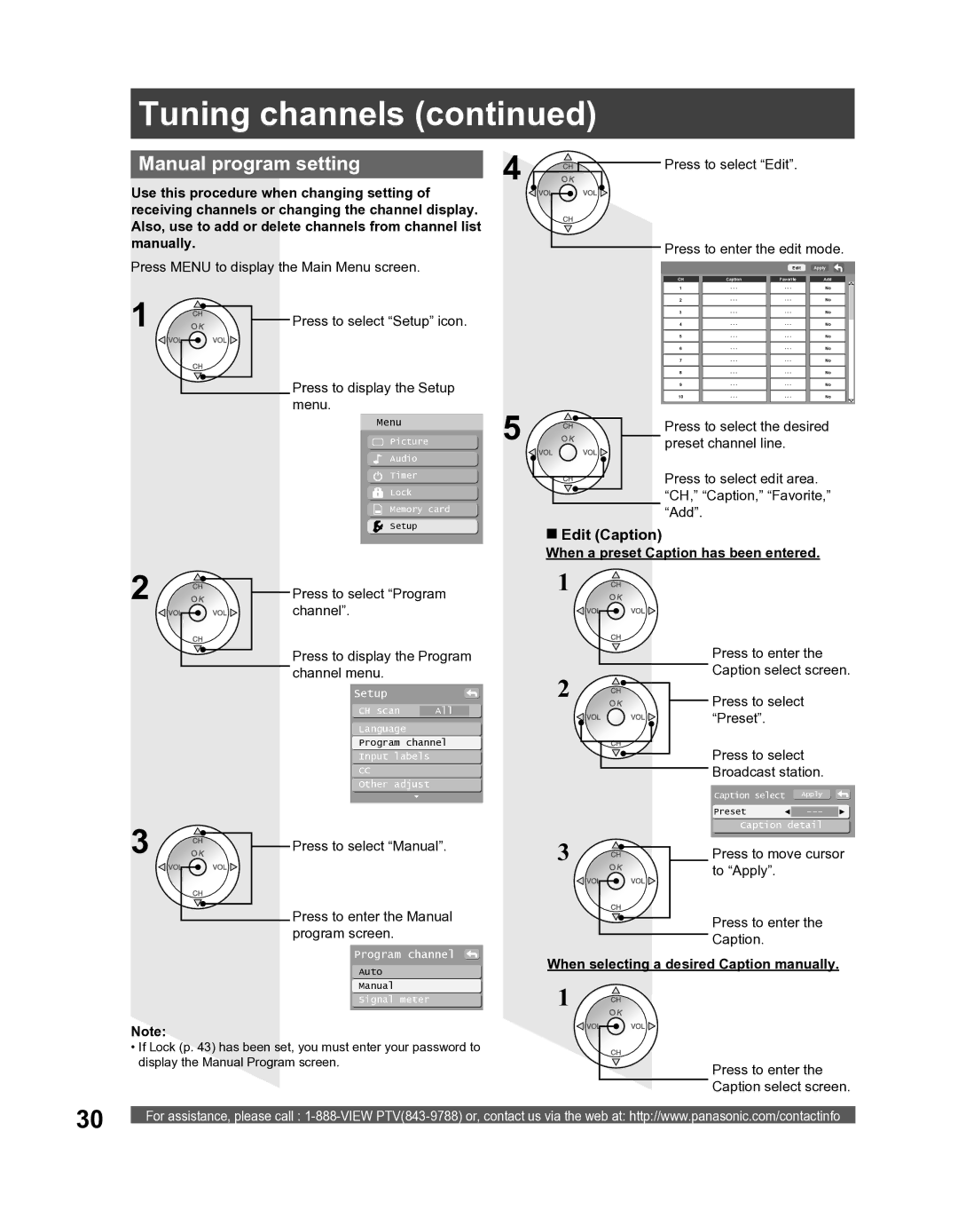 Panasonic PT-61LCX16, PT-52LCX16, PT-56LCX16 Manual program setting, Edit Caption, When a preset Caption has been entered 