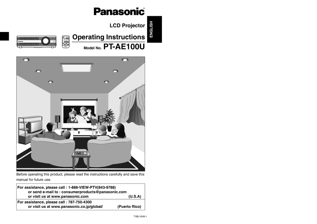 Panasonic manual LCD Projector, Model No. PT-AE100U 