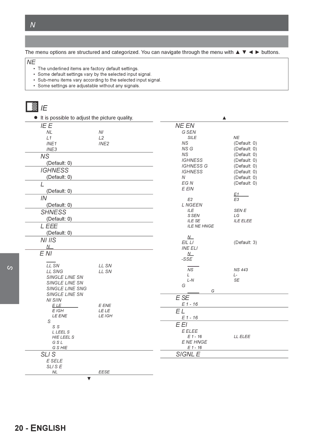 Panasonic PT-AE4000U operating instructions Menu list, It is possible to adjust the picture quality, Default 