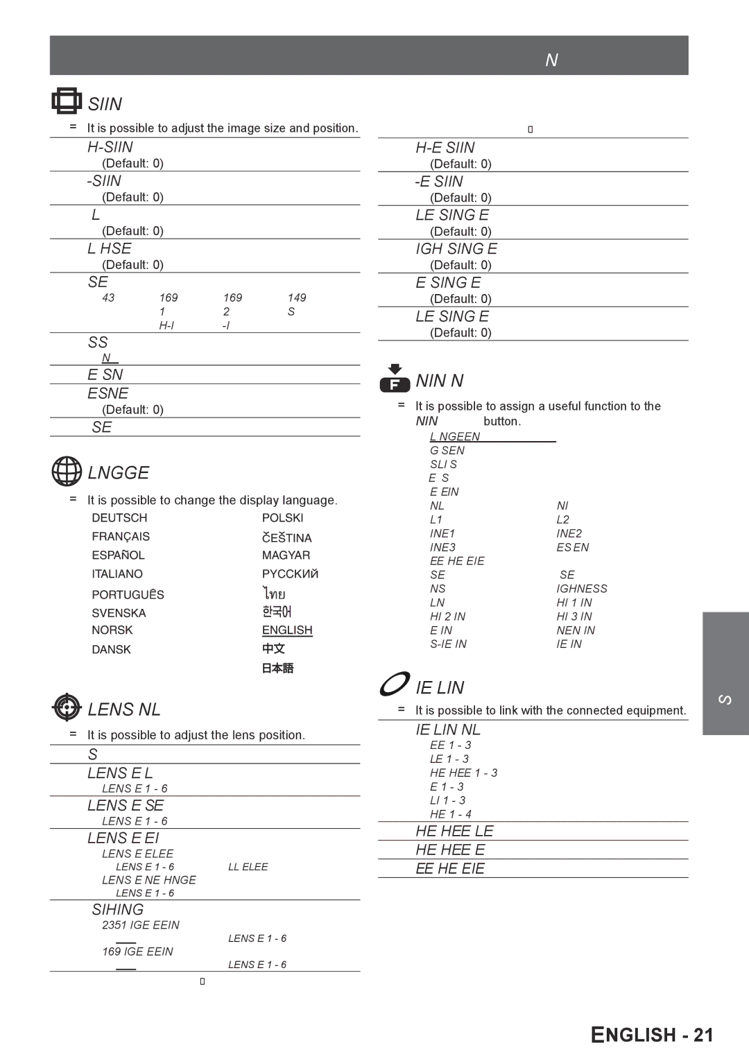 Panasonic PT-AE4000U It is possible to adjust the image size and position, It is possible to change the display language 