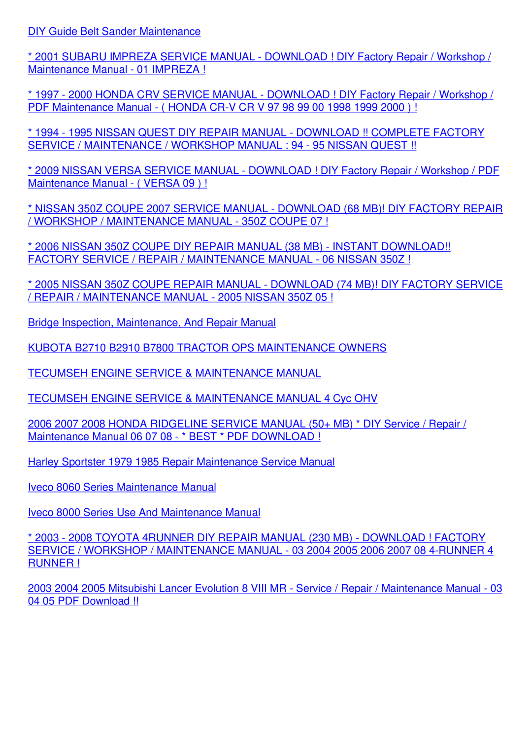 Panasonic PT-AE900 service manual DIY Guide Belt Sander Maintenance 