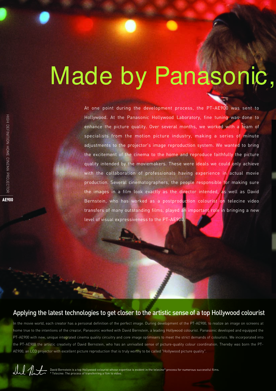 Panasonic pt-ae900e manual Made by Panasonic 