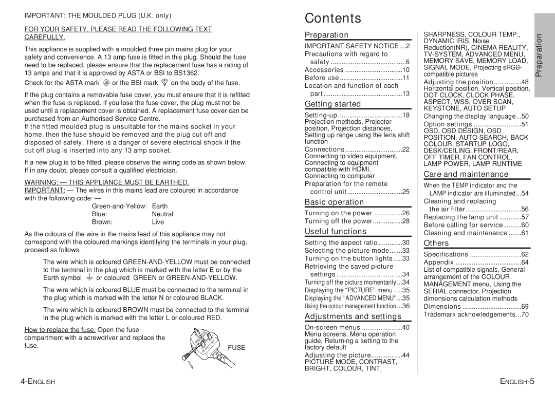 Panasonic pt-ae900e manual Contents 