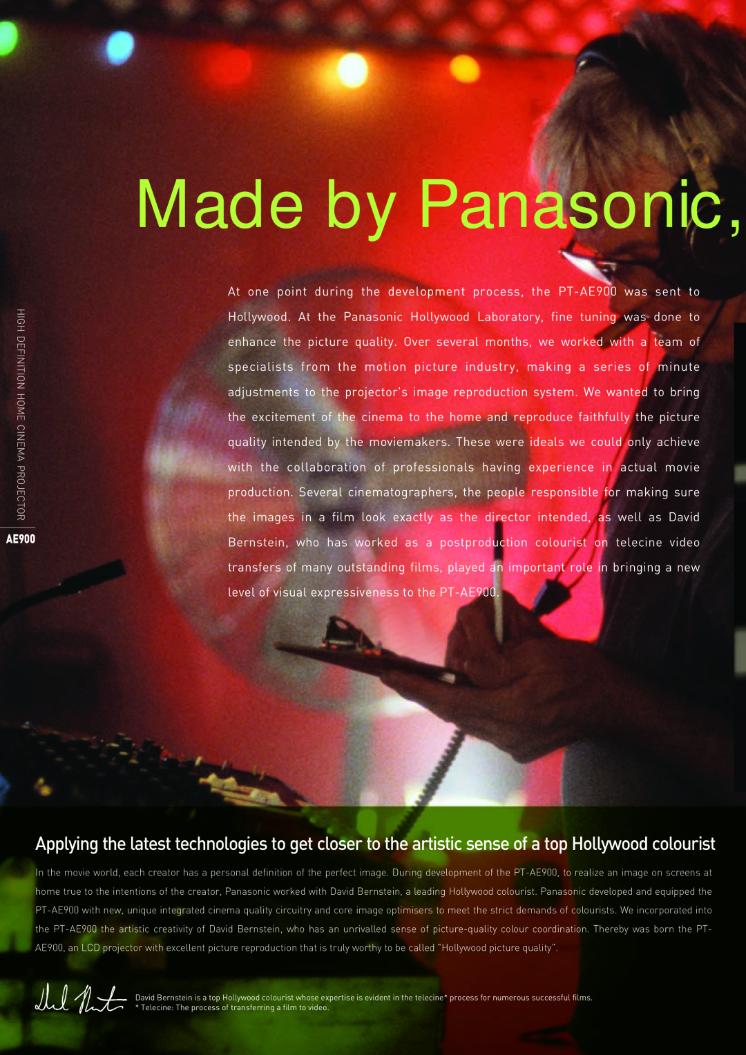 Panasonic pt-ae900e manual AE900, Made by Panasonic 