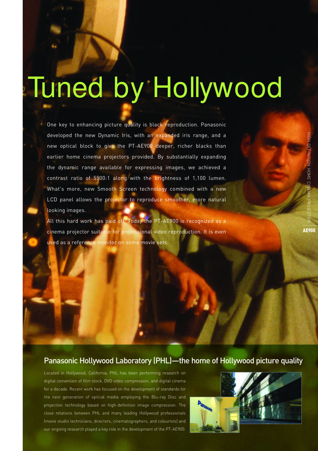 Panasonic pt-ae900e manual Tuned by Hollywood, AE900 