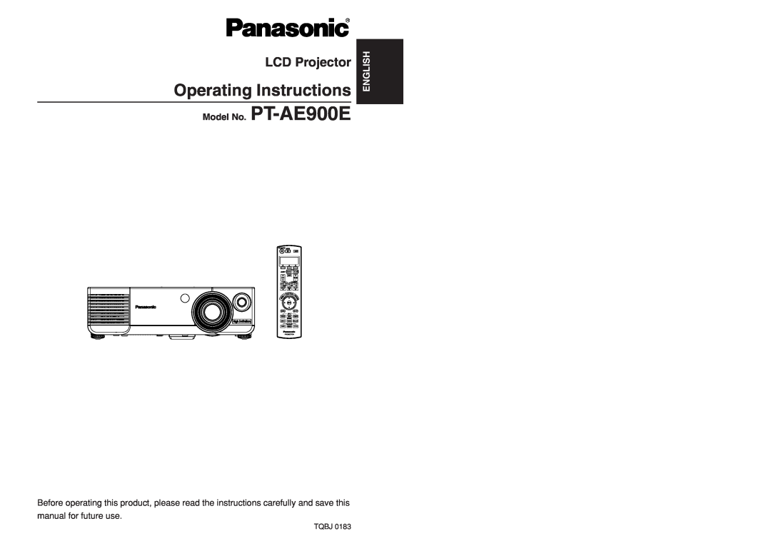 Panasonic pt-ae900e manual Operating Instructions, LCD Projector, English 