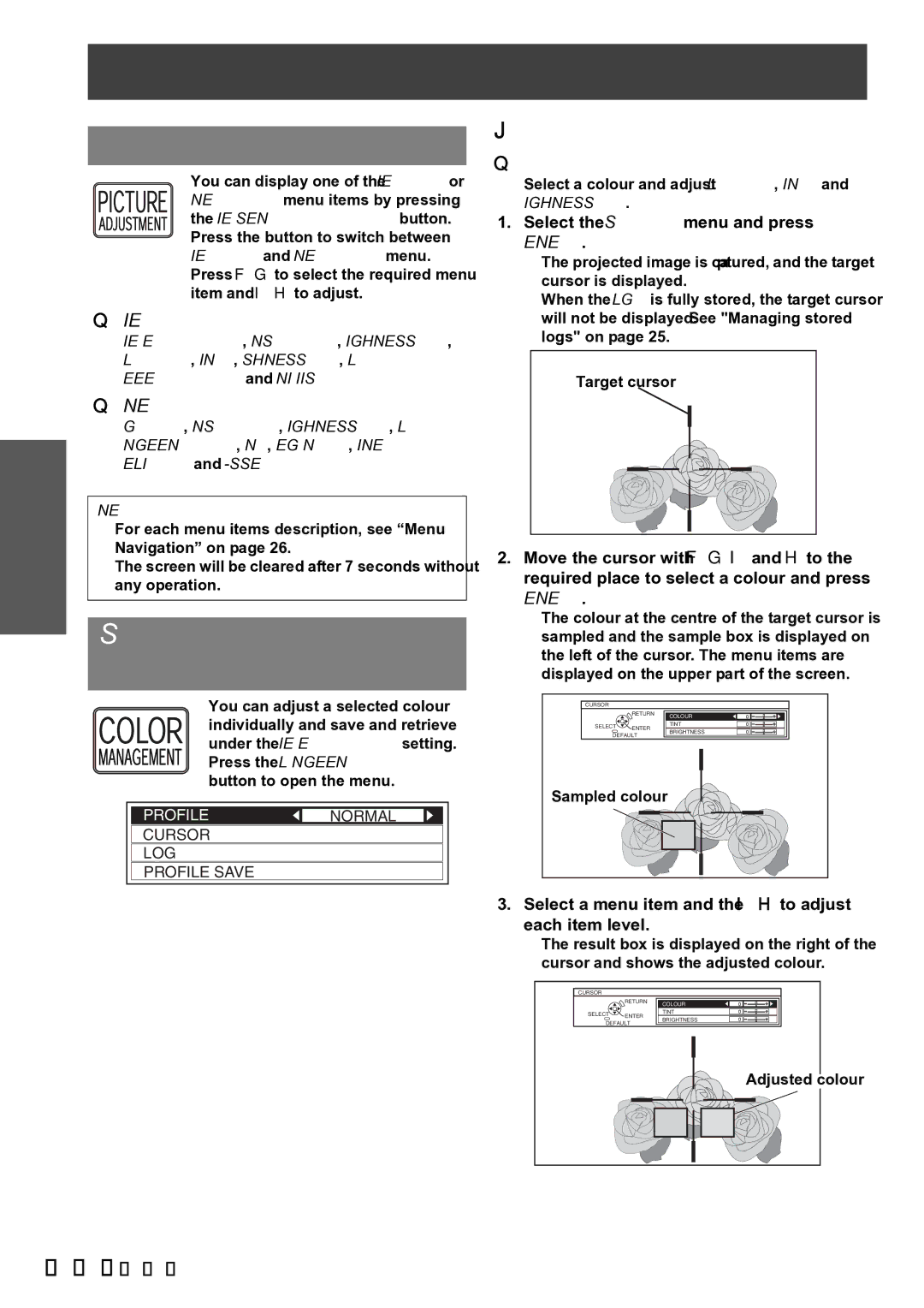 Panasonic PT-AX100E manual Adjusting the image, Setting your own colour profile, Create a new profile 