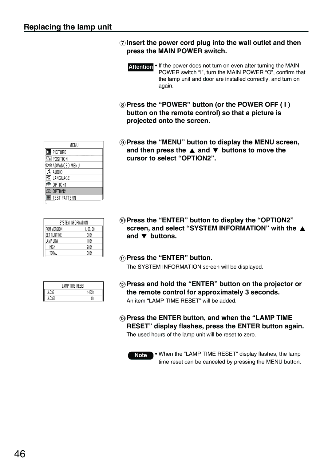 Panasonic PT-D3500E manual Replacing the lamp unit 