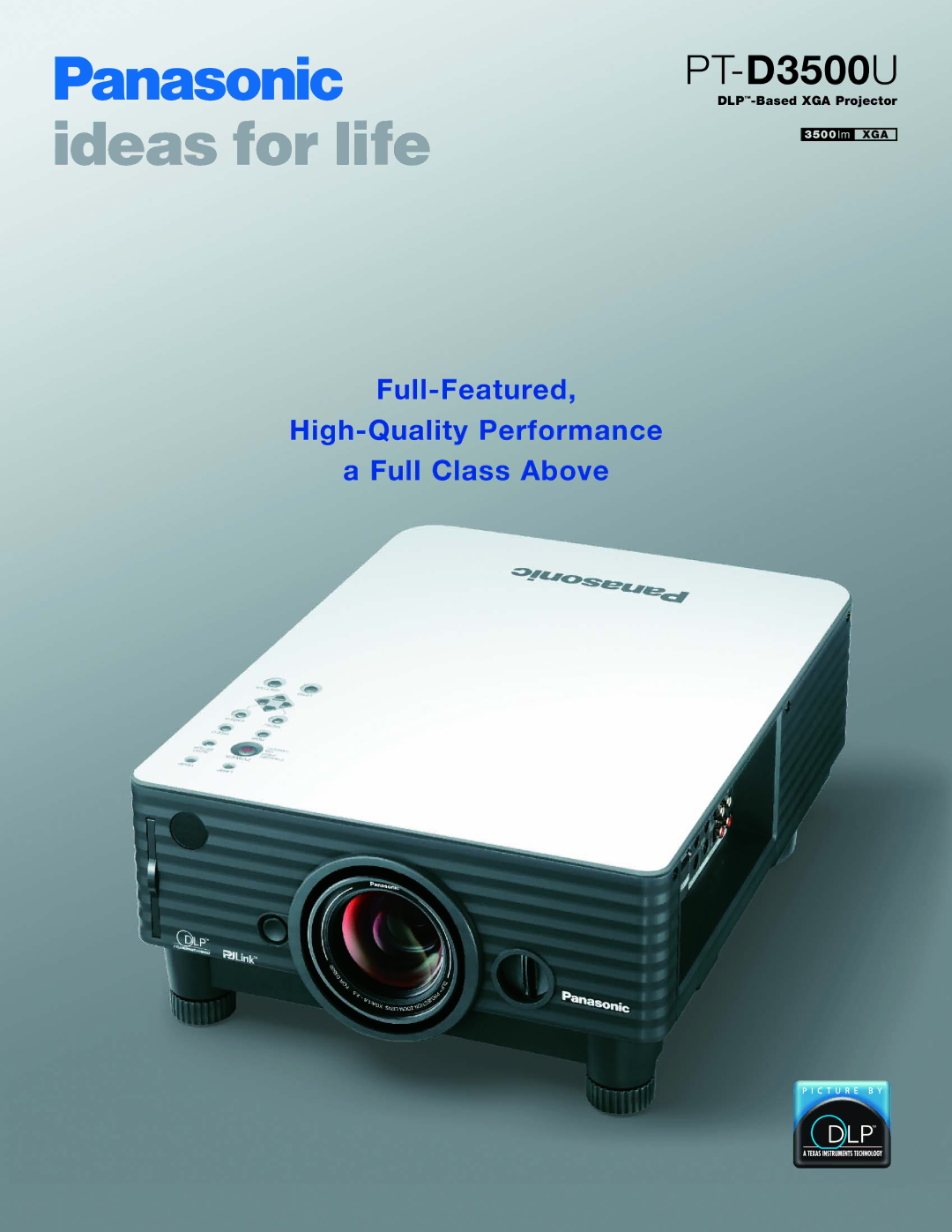 Panasonic PT-D3500U manual DLP-Based XGA Projector 