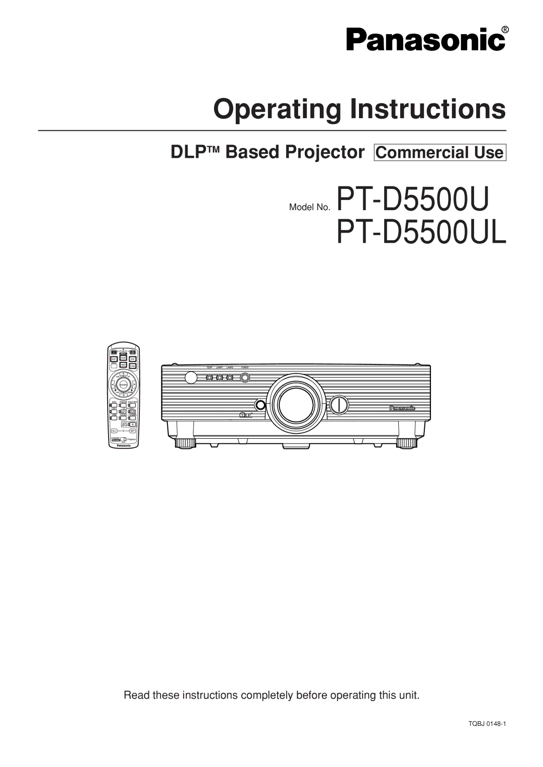 Panasonic PT-D5500UL manual Commercial Use 