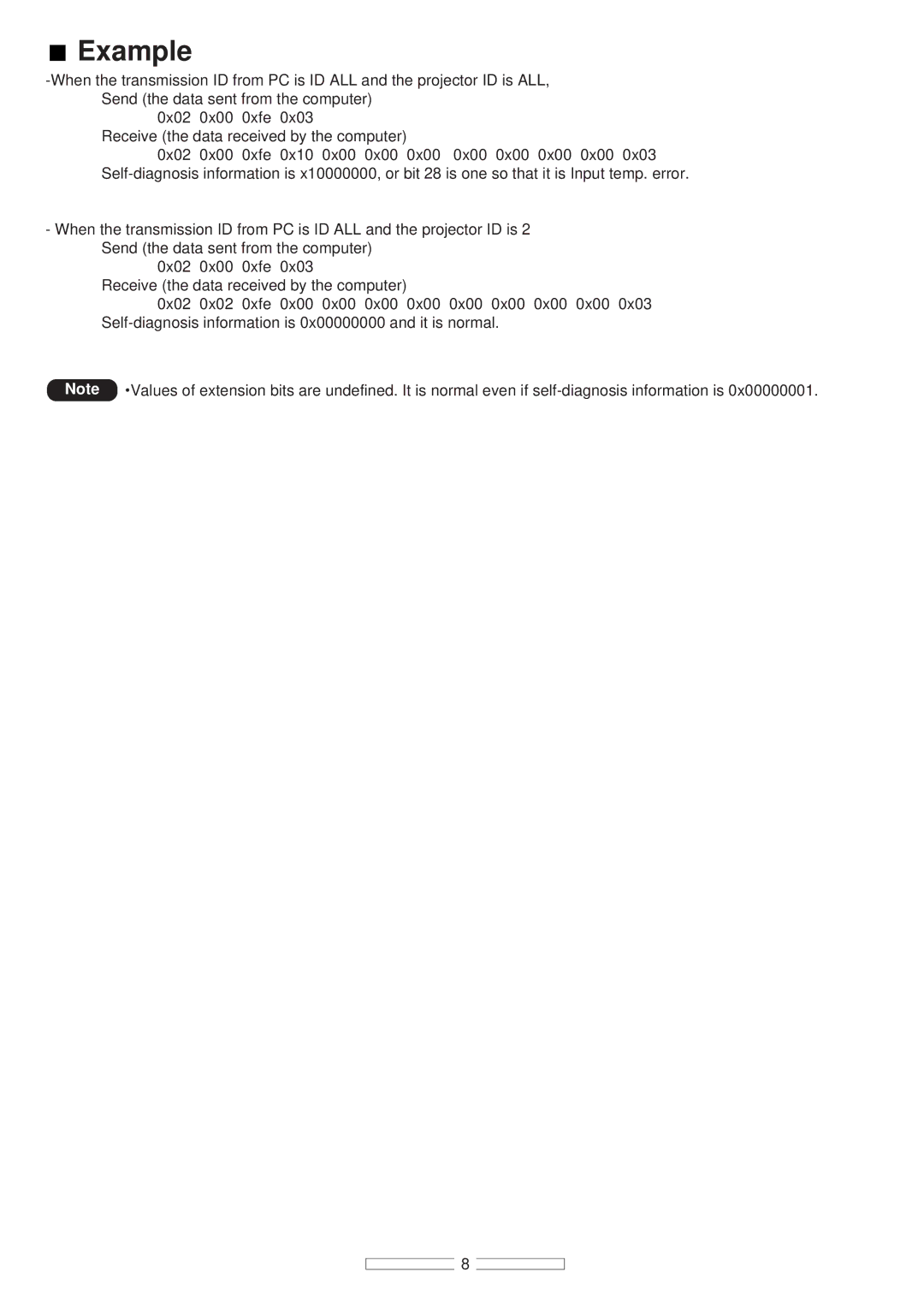 Panasonic PT-D5600, PT-D10000, PT-D5500, PT-D3500, PT-DW5000, PT-DW10000, PT-DW7000, PT-D7700 specifications Example 