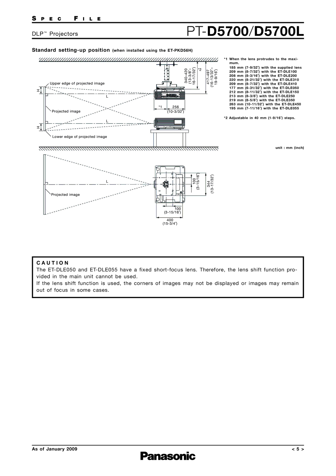 Panasonic PT-D5700L specifications U T I O N 