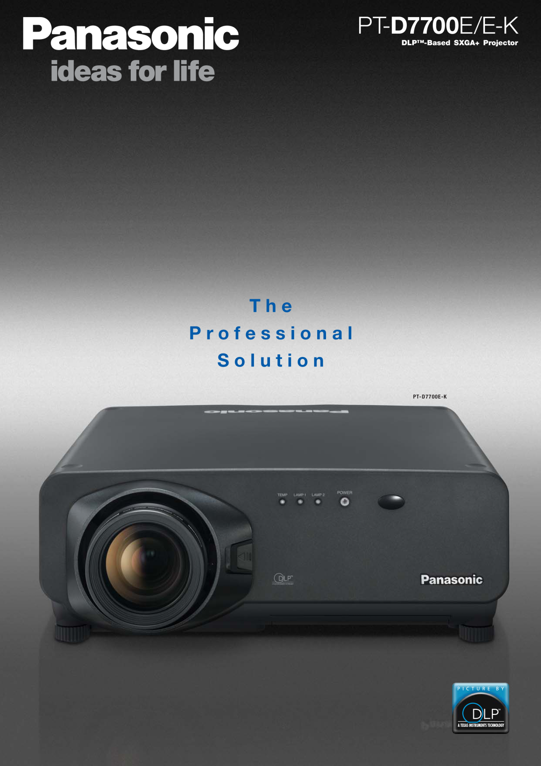 Panasonic PT-D7700E-K manual PT-D7700E/E-K, T h e P r o f e s s i o n a l S o l u t i o n, DLP-Based SXGA+ Projector 