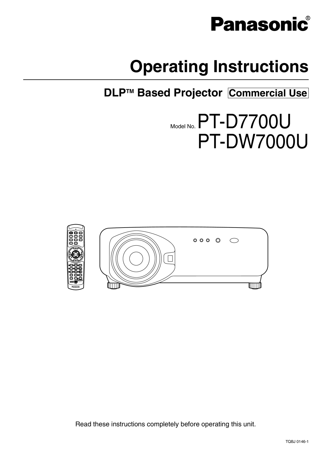 Panasonic PT-DW7000U, PT-D7700U manual Commercial Use 