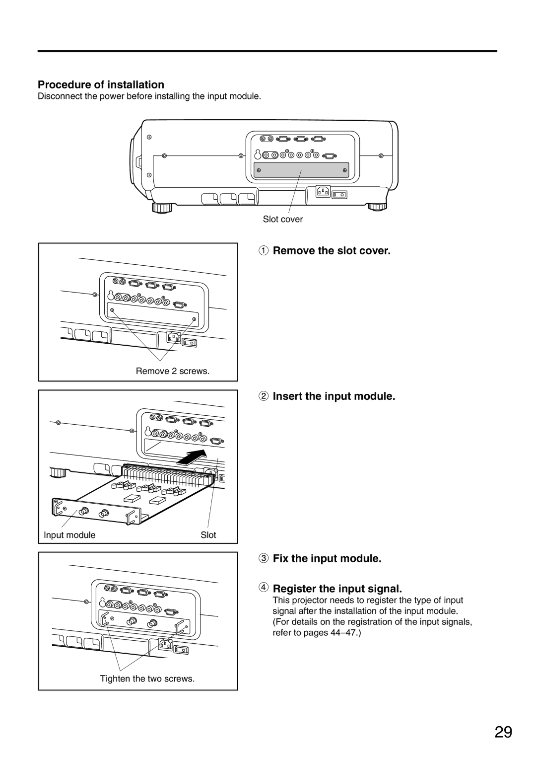 Panasonic PT-DW7000U, PT-D7700U manual Procedure of installation 