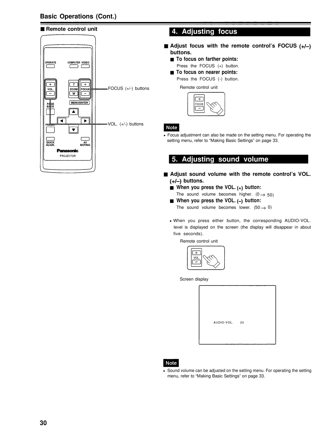 Panasonic PT-D995U operating instructions To focus on nearer points, Button 