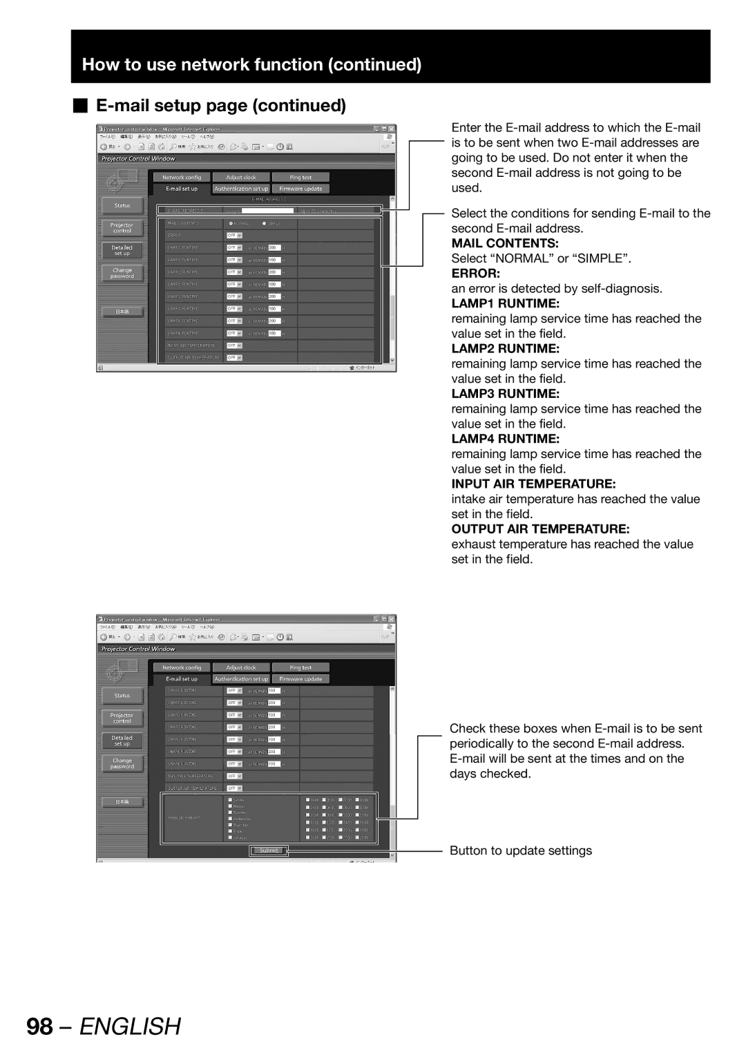 Panasonic PT-DW100E operating instructions English 