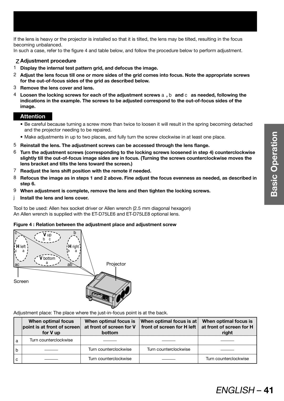 Panasonic PT-DW100U operating instructions Left 