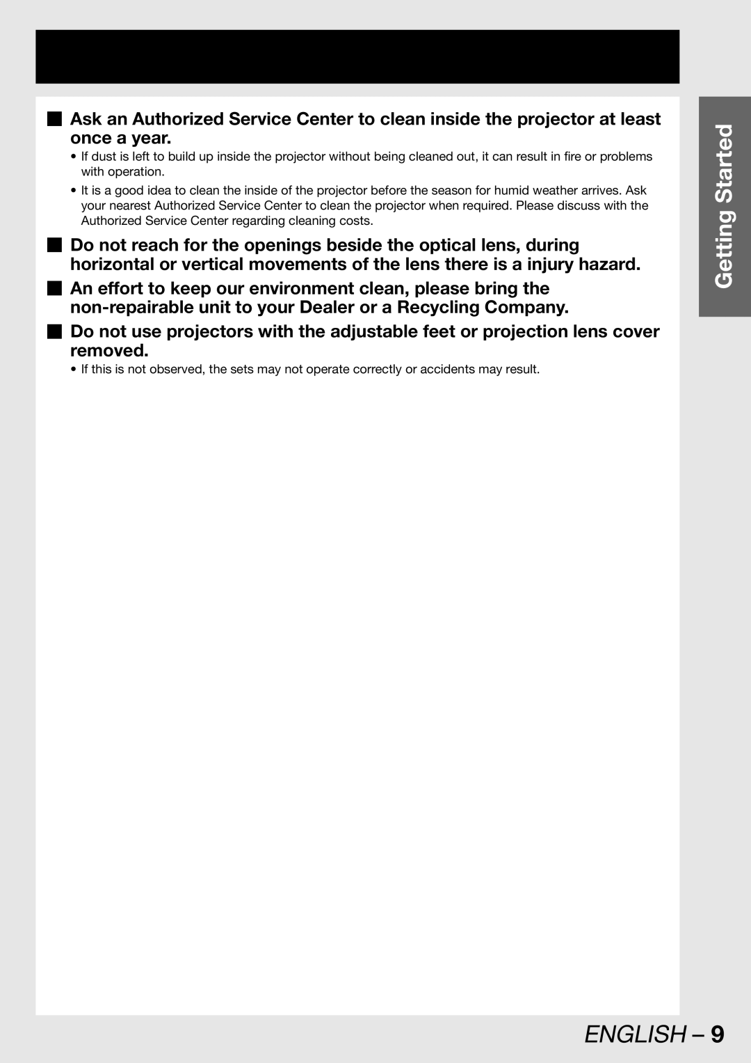 Panasonic PT-DW100U operating instructions English 