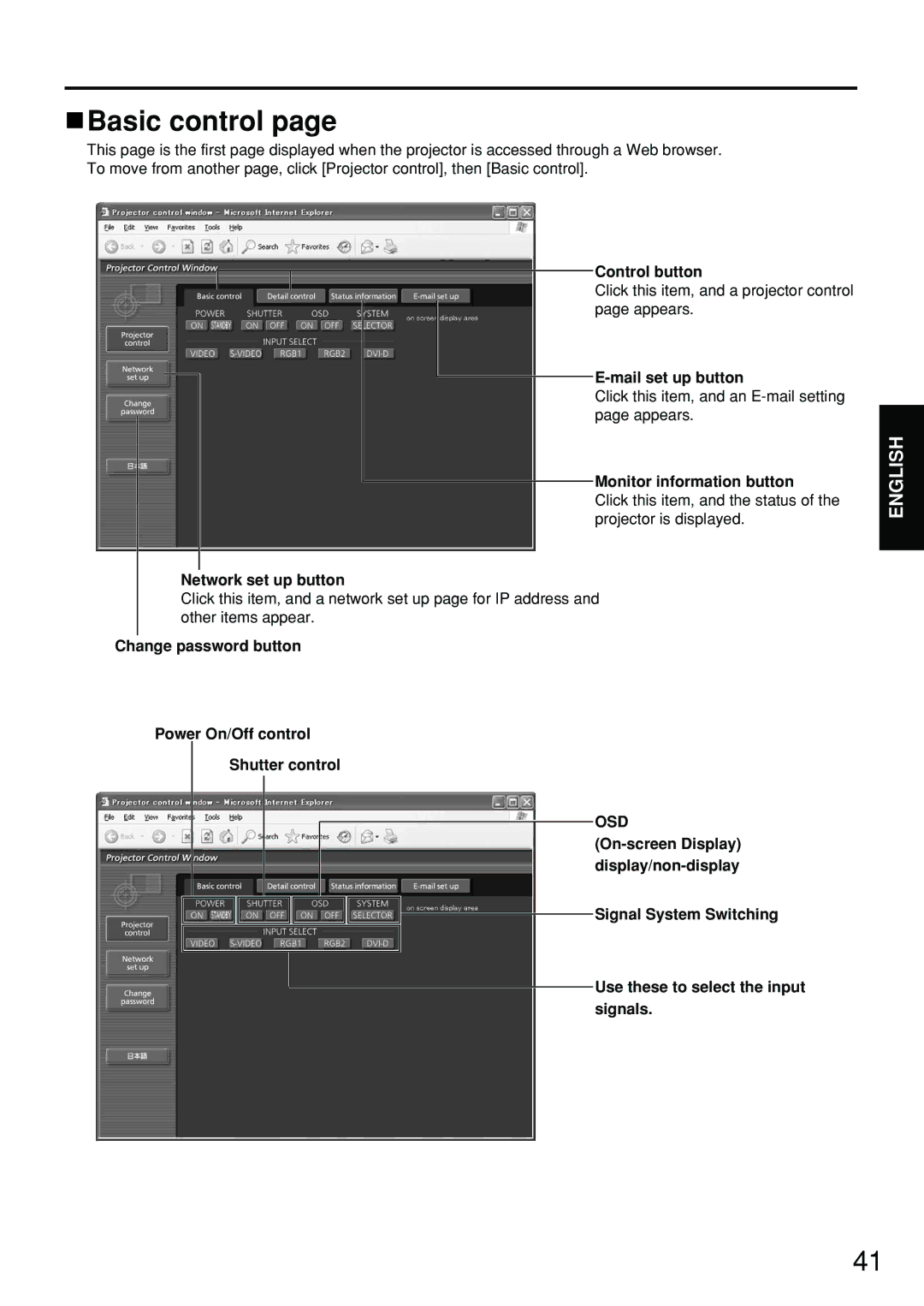 Panasonic PT-DW5100EL, PT-D5700EL manual Basic control 