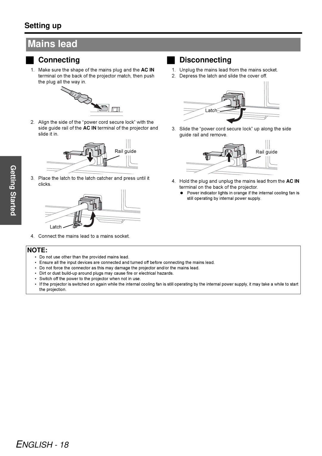 Panasonic PT-DW6300K, D6KE manual Mains lead,  Connecting 