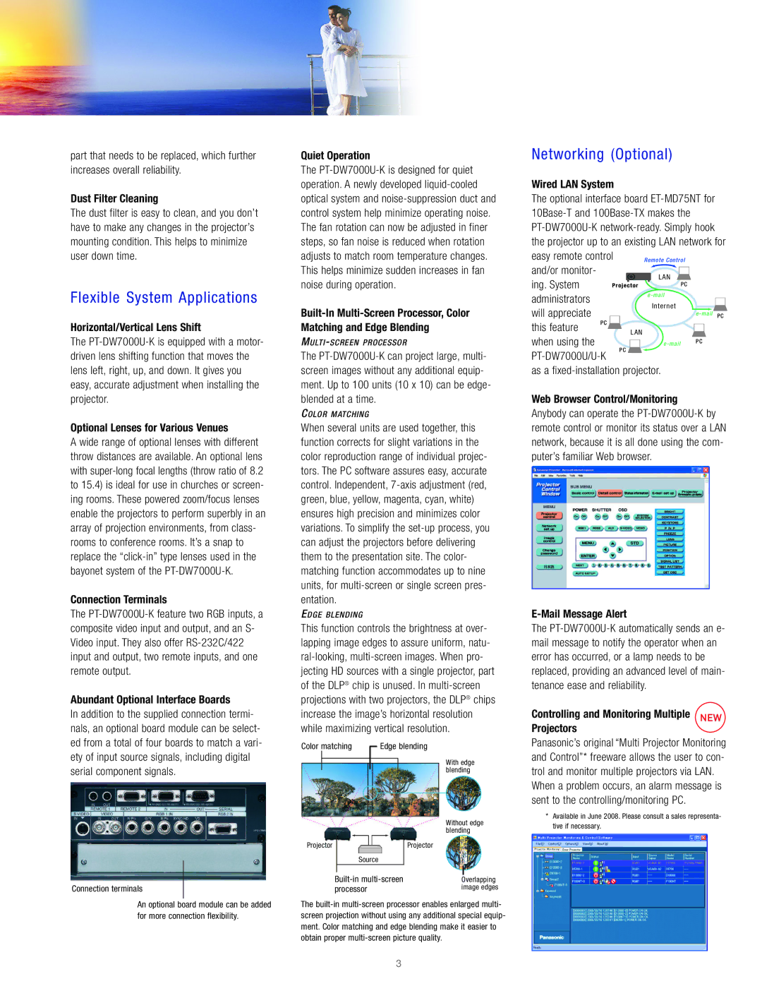 Panasonic PT-DW7000U-K manual Flexible System Applications, Networking Optional 